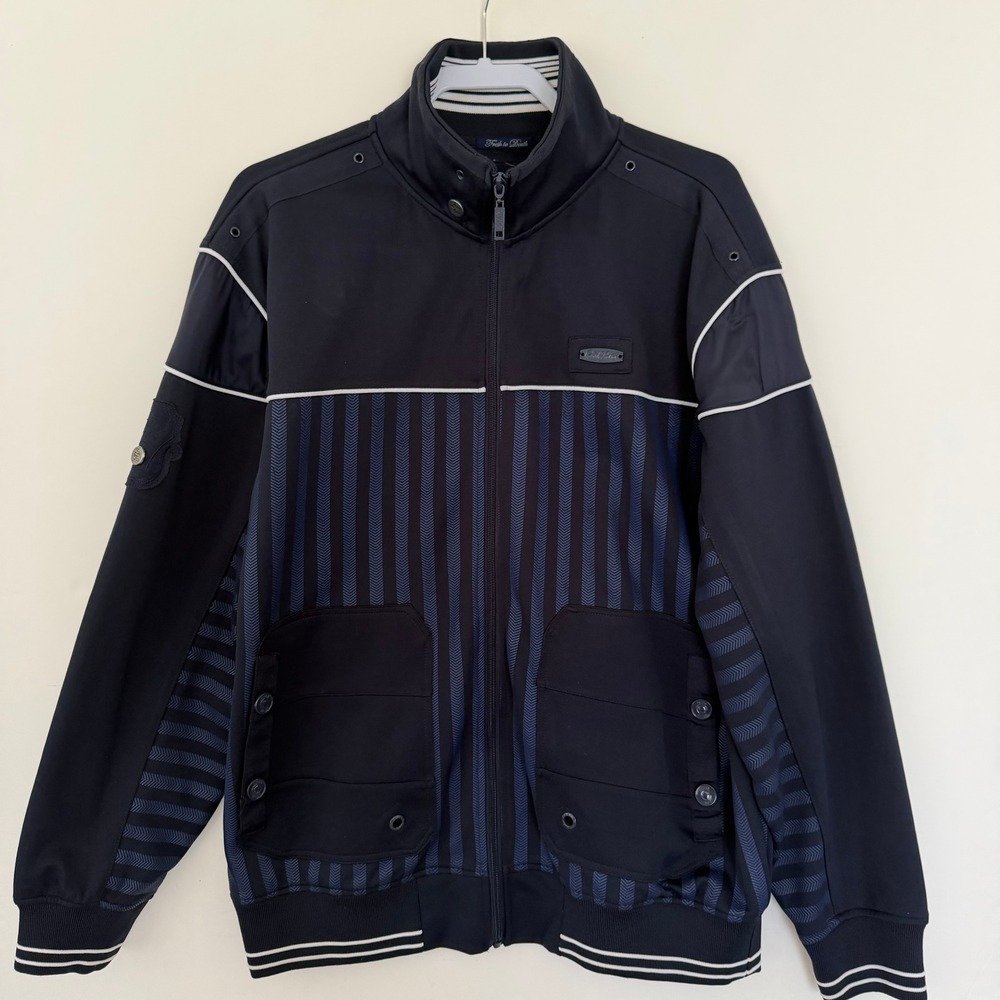 Parish Nation Mens 2XL Navy Blue Tried & True Graphic Full Zip Track Jacket